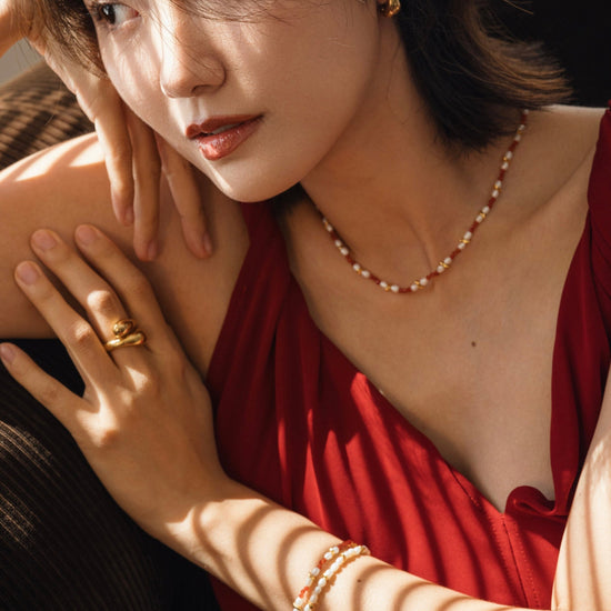 Savi Seed Pearl Beaded Necklace | Red Quartz & Pearl Necklaces Missoma