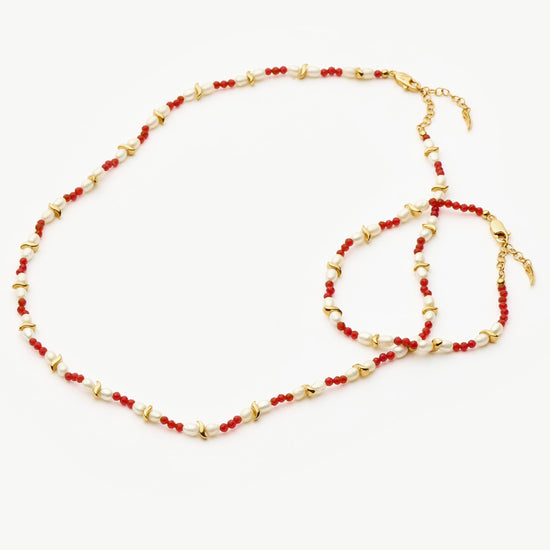 Savi Seed Pearl Beaded Necklace | Red Quartz & Pearl Necklaces Missoma
