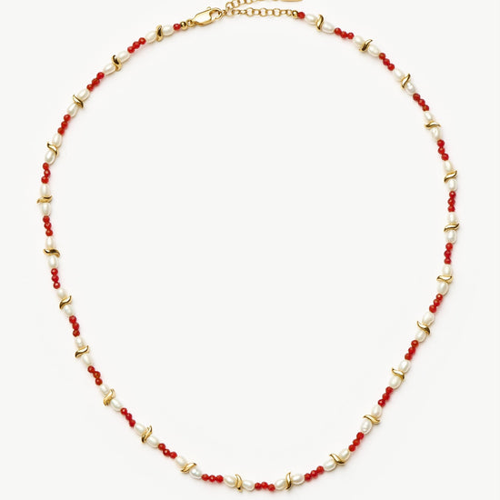 Savi Seed Pearl Beaded Necklace | Red Quartz & Pearl Necklaces Missoma