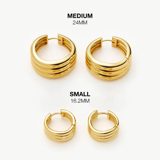Savi Triple Ridge Hoop Earrings | 18ct Gold Vermeil Earrings Missoma