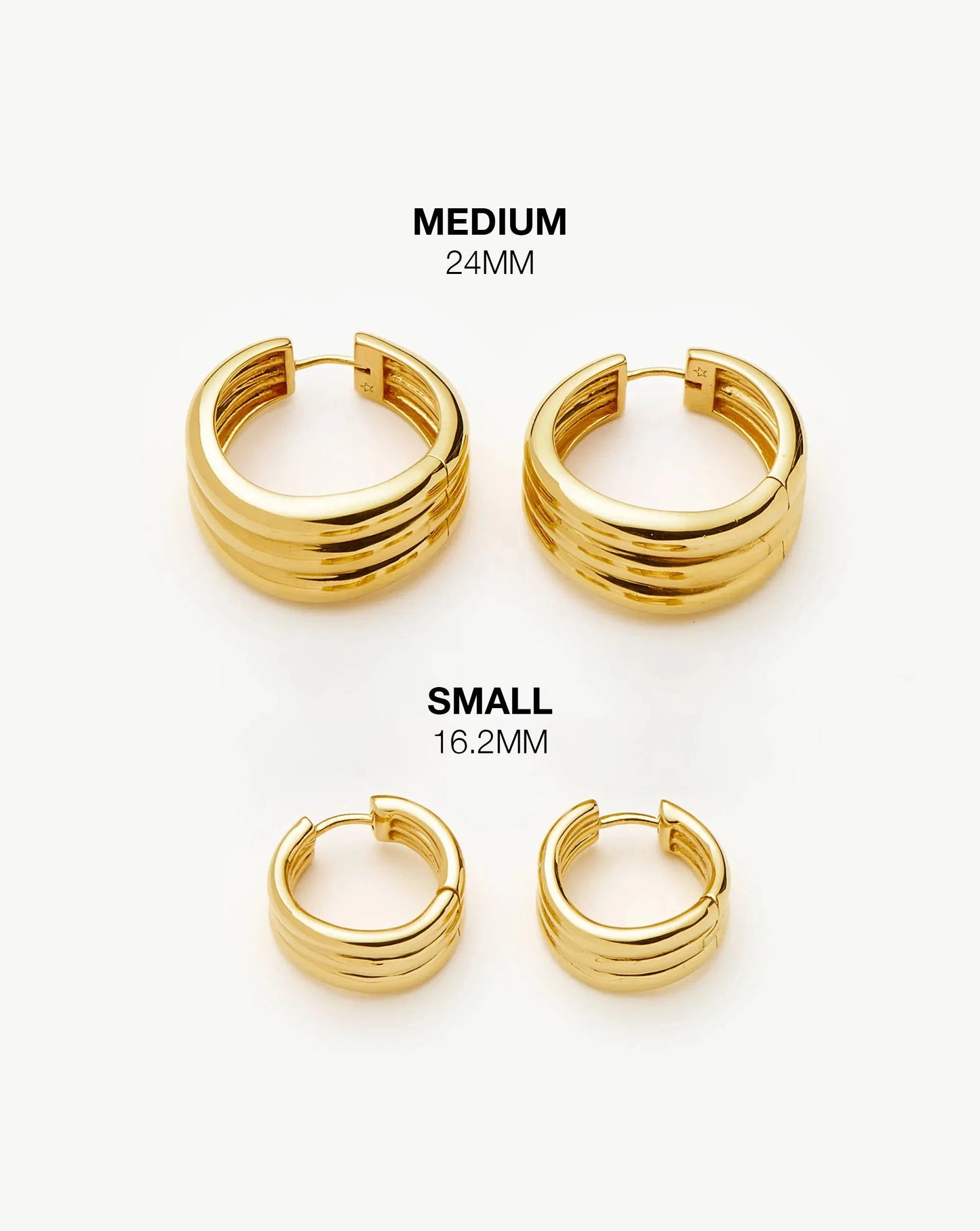 Savi Triple Ridge Hoop Earrings | 18ct Gold Vermeil Earrings Missoma