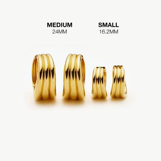 Savi Triple Ridge Medium Hoop Earrings | 18ct Gold Plated Earrings Missoma