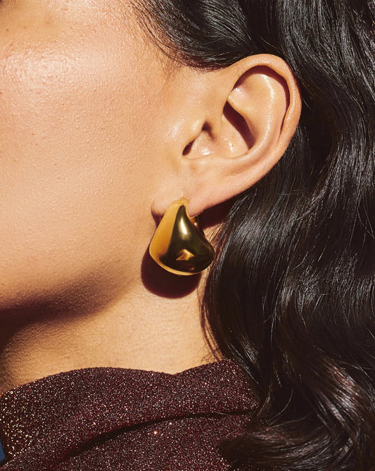 Sculptural Chubby Dome Medium Hoop Earrings | 18ct Gold Plated Earrings Missoma