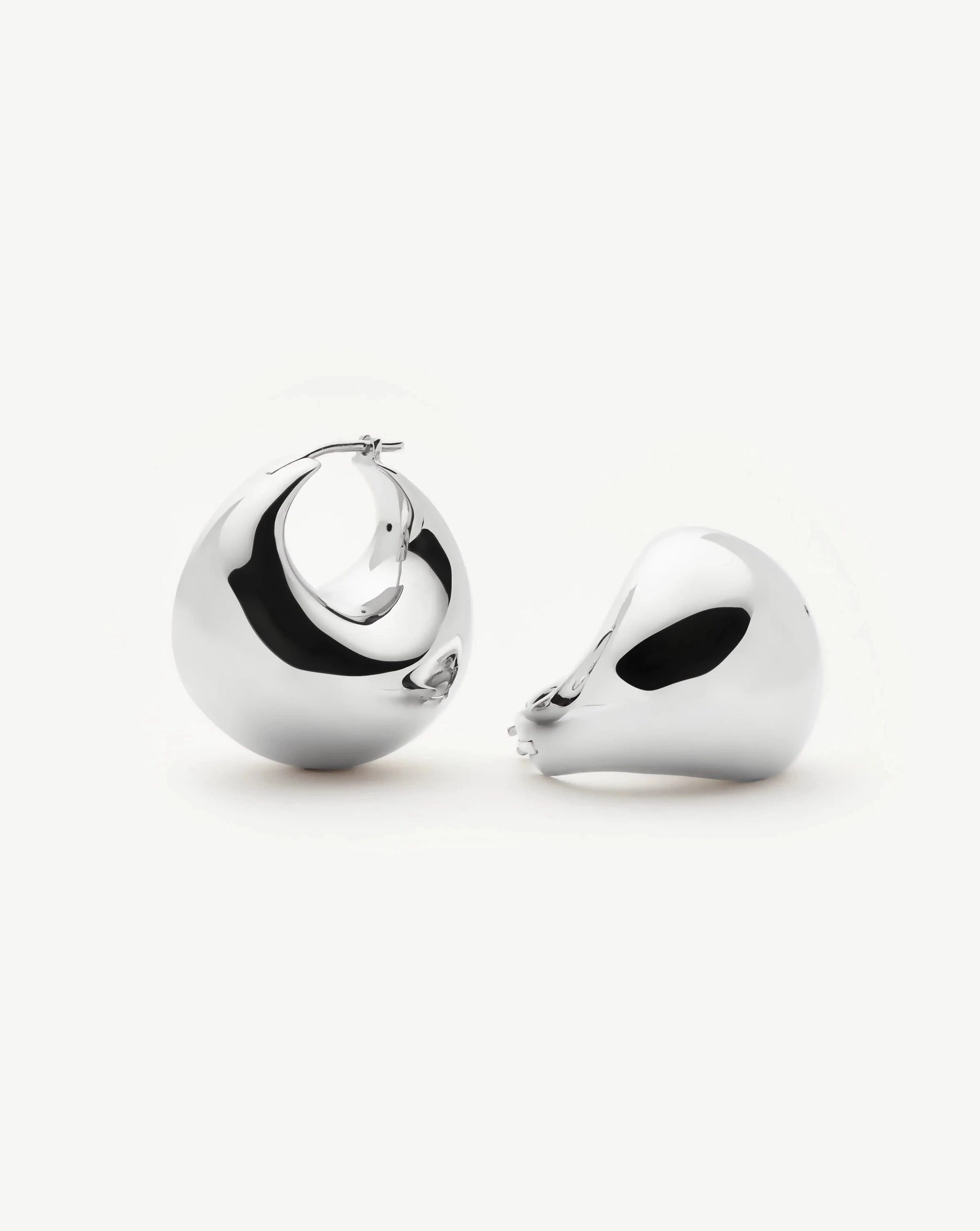 Sculptural Chubby Dome Medium Hoop Earrings | Silver Plated Earrings Missoma