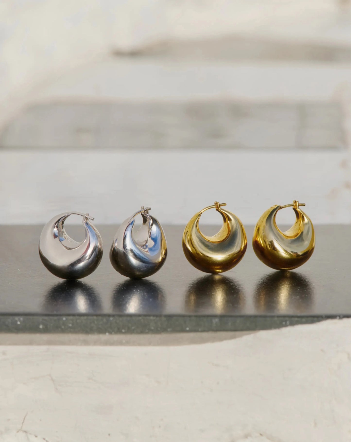 Sculptural Chubby Dome Small Hoop Earrings | 18ct Gold Plated Earrings Missoma