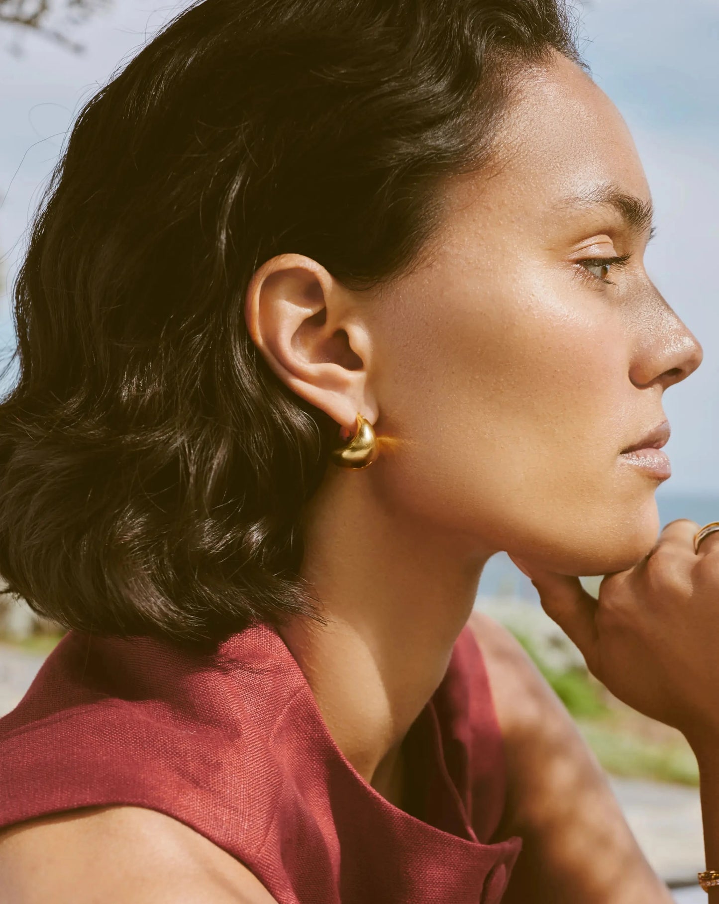 Sculptural Chubby Dome Small Hoop Earrings | 18ct Gold Plated Earrings Missoma