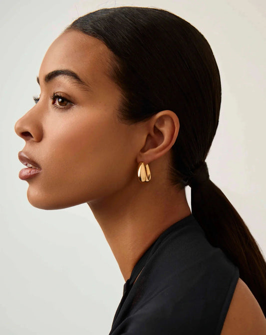 Sculptural Chubby Small Hoop Earrings | 18ct Gold Plated Earrings Missoma