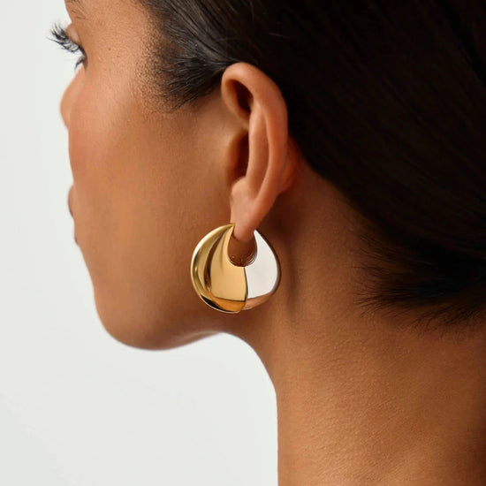 Sculptural Pebble Medium Hoop Earrings | Mixed Metal Earrings Missoma