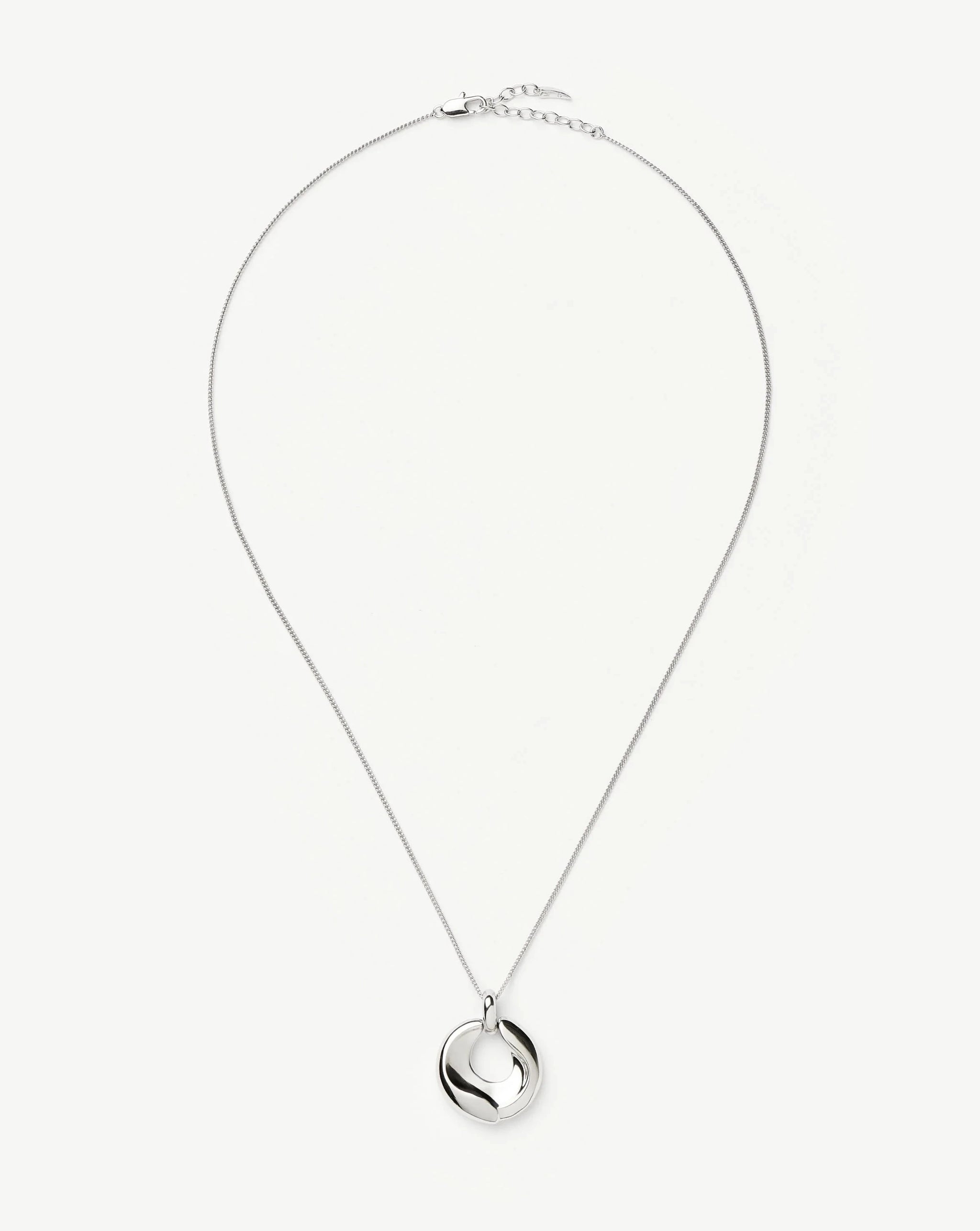 Sculptural Ridge Molten Pendant Necklace | Silver Plated Necklaces Missoma