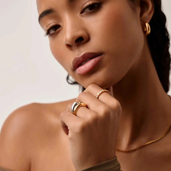 Sculptural Ridge Stacking Ring | 18ct Gold Vermeil Rings Missoma