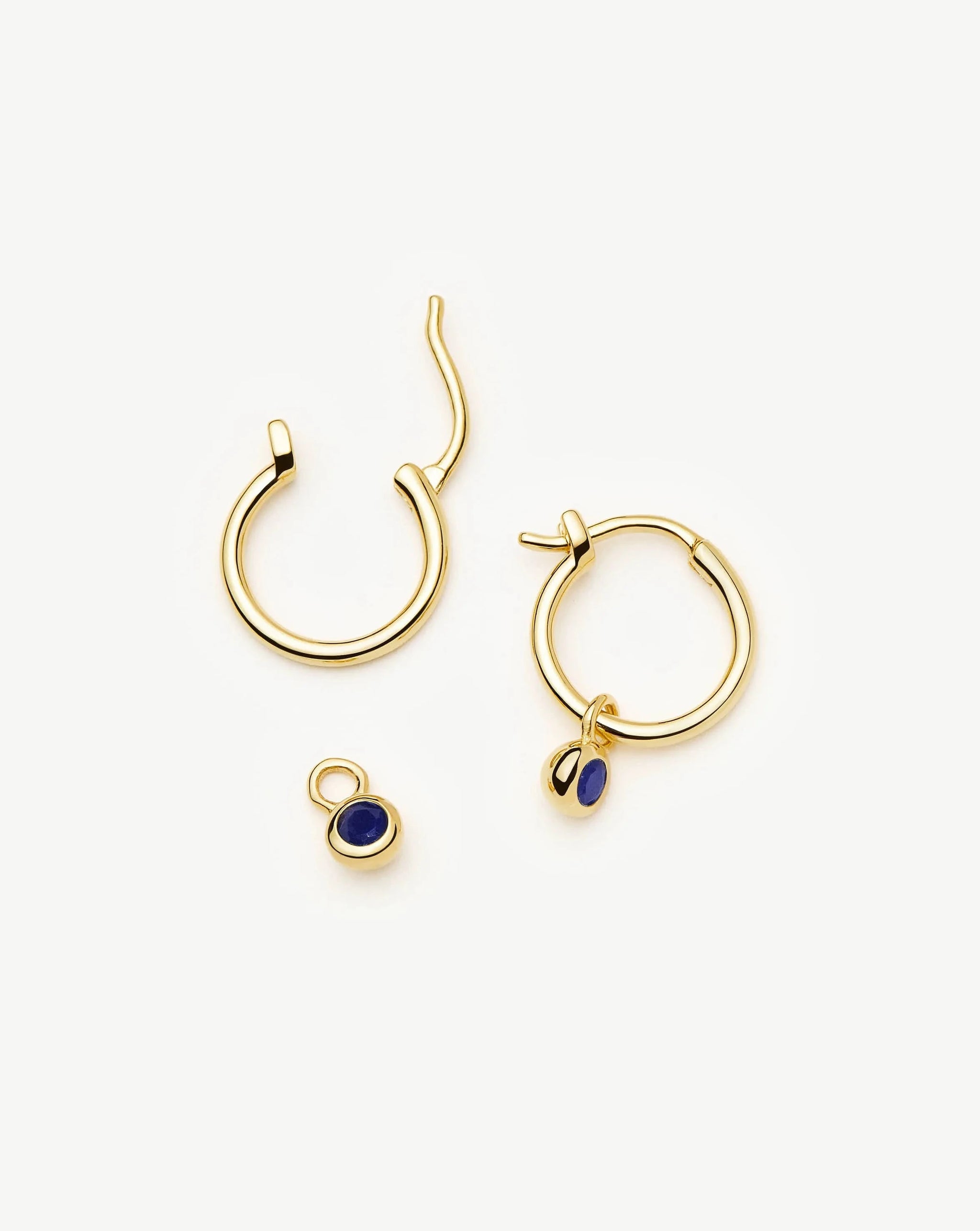 September Birthstone Mini Charm Hoop Earrings | 18ct Gold Vermeil/Lapis Earrings Missoma