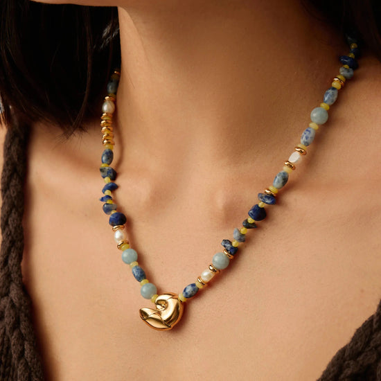 Shell Statement Multi Beaded Necklace | 18ct Gold Plated/Multi Gemstone Necklaces Missoma