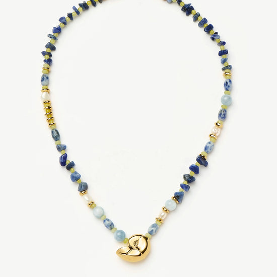 Shell Statement Multi Beaded Necklace | 18ct Gold Plated/Multi Gemstone Necklaces Missoma