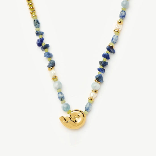 Shell Statement Multi Beaded Necklace | 18ct Gold Plated/Multi Gemstone Necklaces Missoma