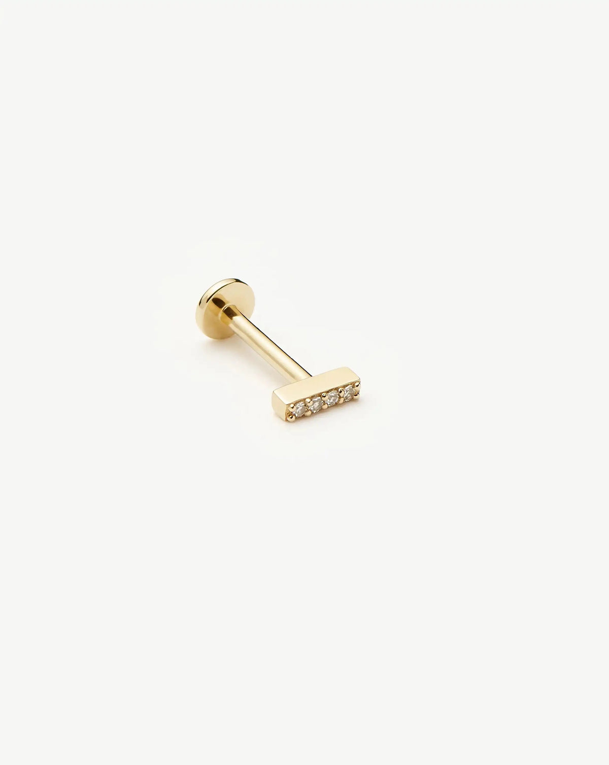 Solid Gold Diamond Bar Flat Back Stud Earring | 9ct Solid Yellow Gold/Diamond Earrings Missoma