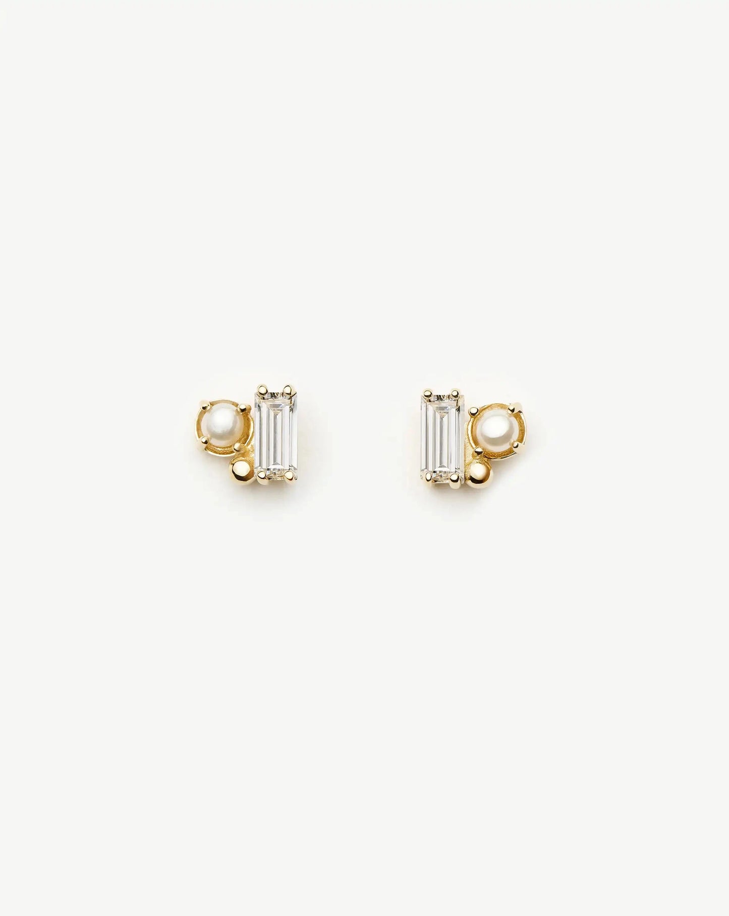 Solid Gold Diamond Pearl Stud Earrings | 14ct Solid Gold/Pearl Earrings Missoma