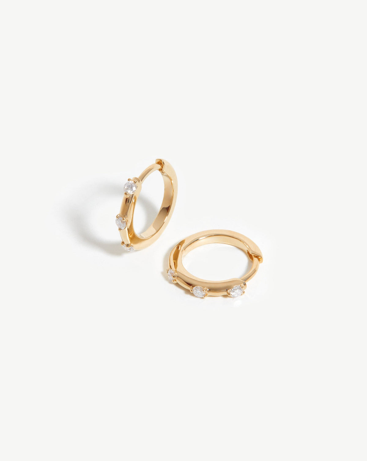 Solid Gold Diamond Studded Huggies Earrings Missoma