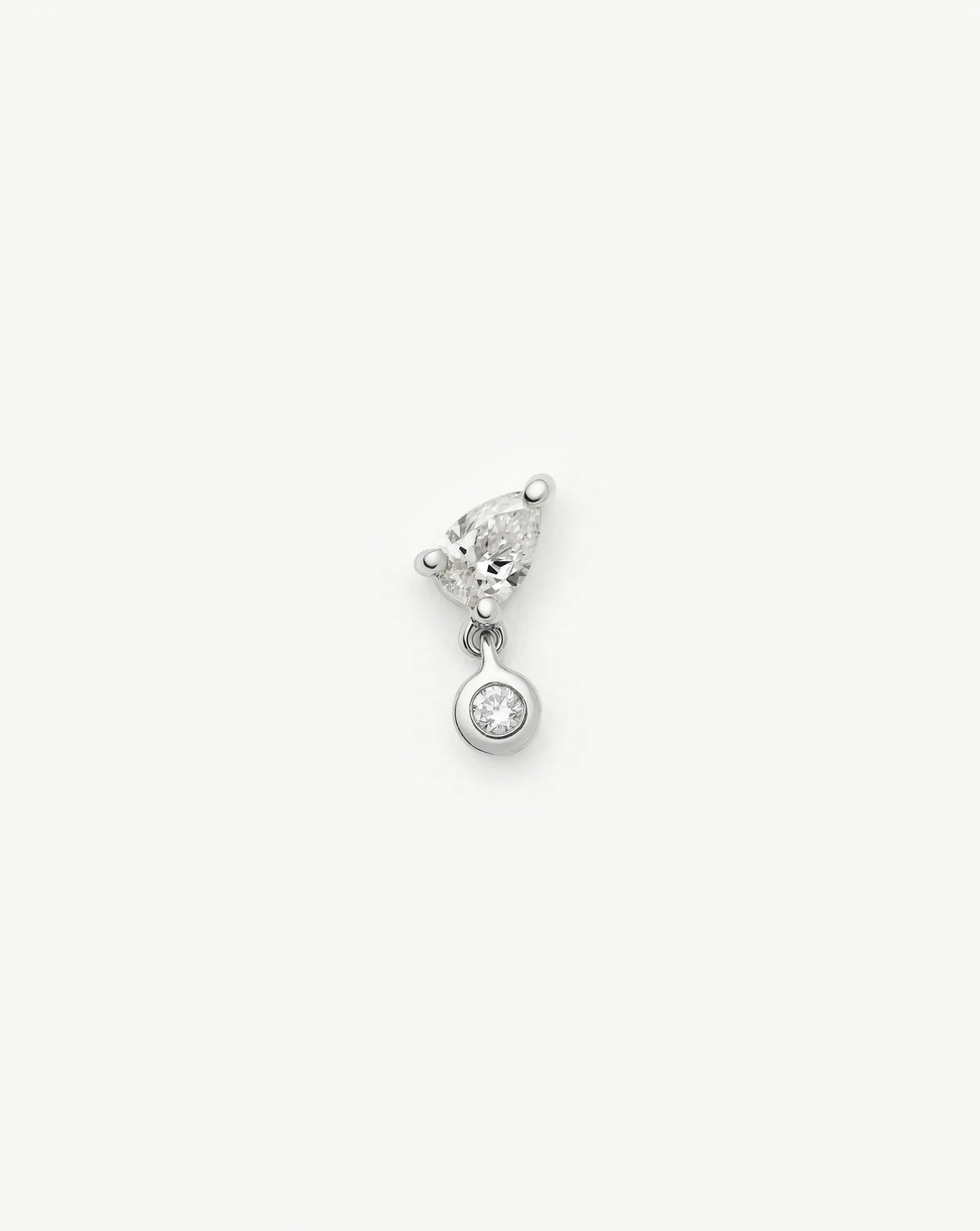 Solid Gold Pear Diamond Charm Flat Back Stud Earring | 9ct Solid White Gold Earrings Missoma