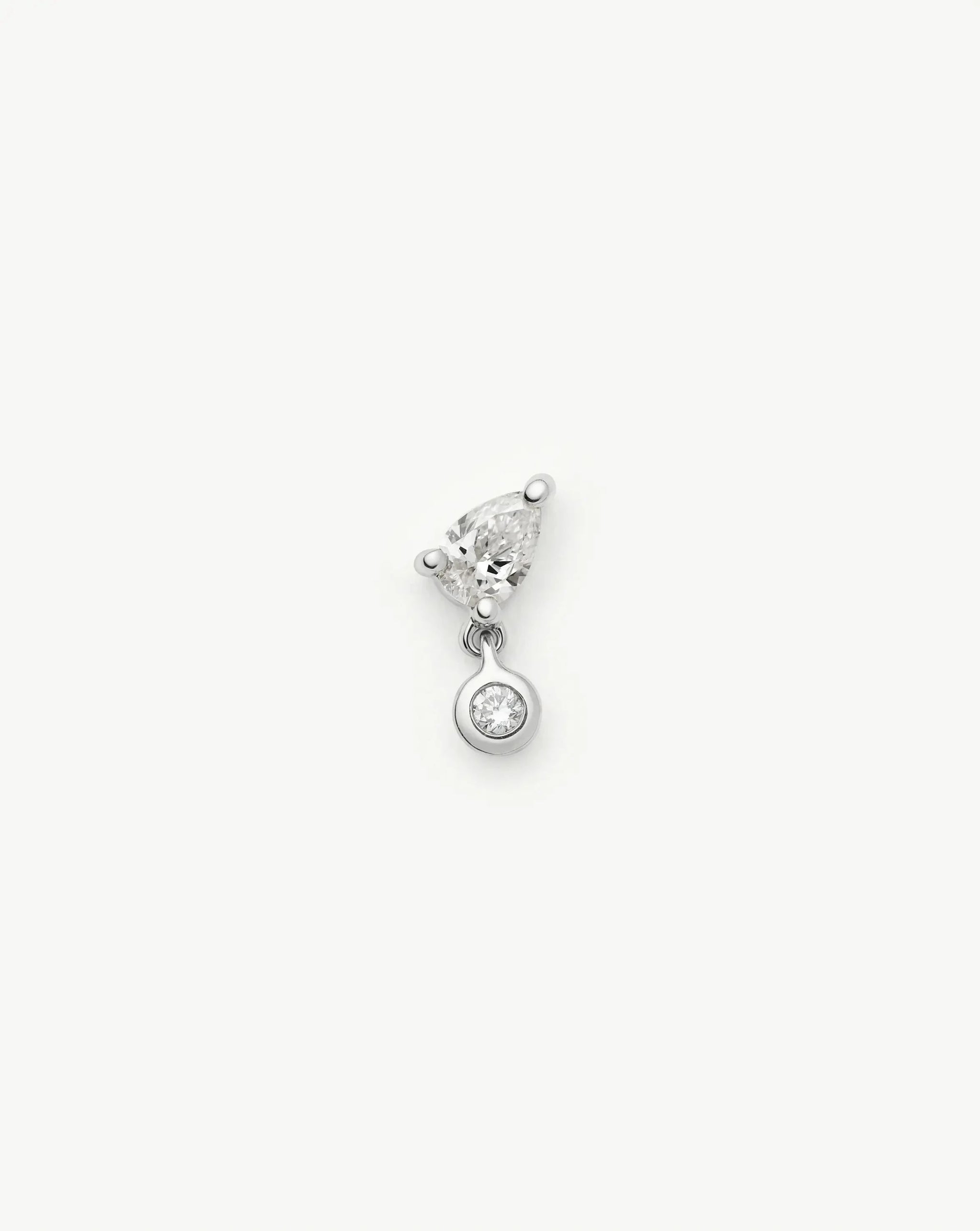 Solid Gold Pear Diamond Charm Flat Back Stud Earring | 9ct Solid White Gold Earrings Missoma