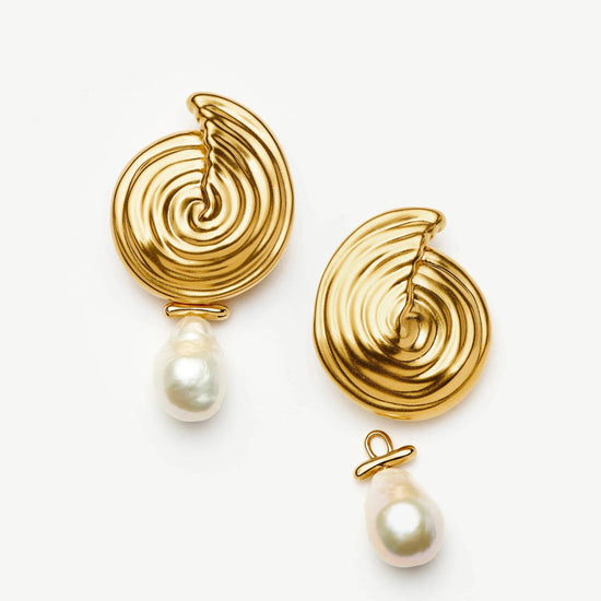 Spiral Detachable Pearl Drop Earrings | 18ct Gold Plated Earrings Missoma