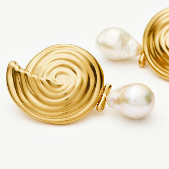 Spiral Detachable Pearl Drop Earrings | 18ct Gold Plated Earrings Missoma