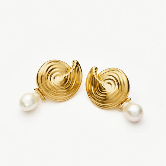 Spiral Detachable Pearl Drop Earrings | 18ct Gold Plated Earrings Missoma