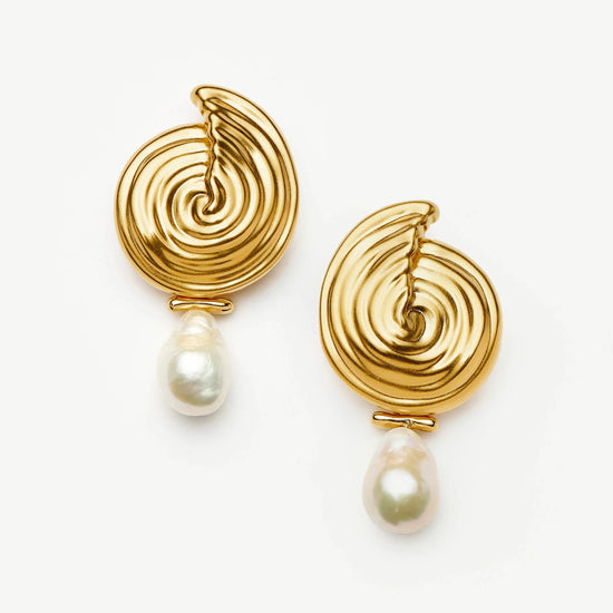 Spiral Detachable Pearl Drop Earrings | 18ct Gold Plated Earrings Missoma