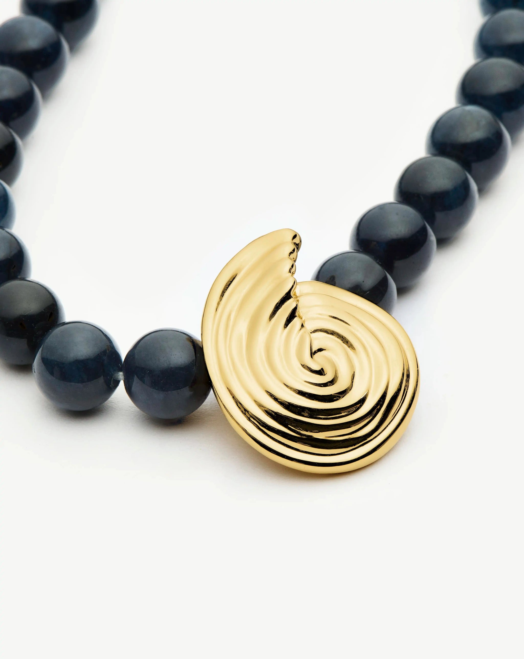 Spiral Gemstone Beaded Pendant Necklace | 18ct Gold Plated/Dark Blue Crystal Quartz Necklaces Missoma
