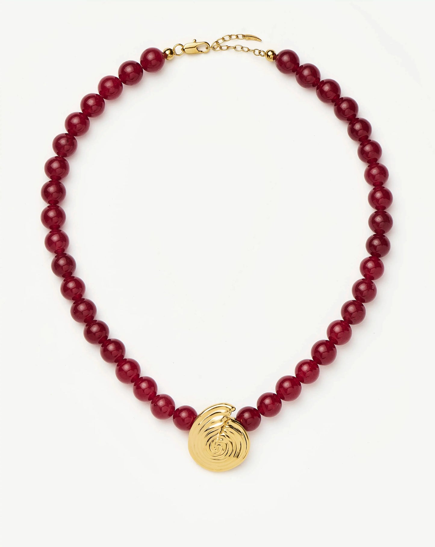 Spiral Gemstone Beaded Pendant Necklace | 18ct Gold Plated/Dark Cherry Crystal Quartz Necklaces Missoma