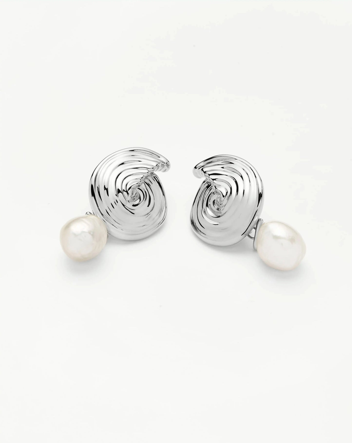 Spiral Interchangeable Pearl Drop Earrings | Silver Plated Earrings Missoma