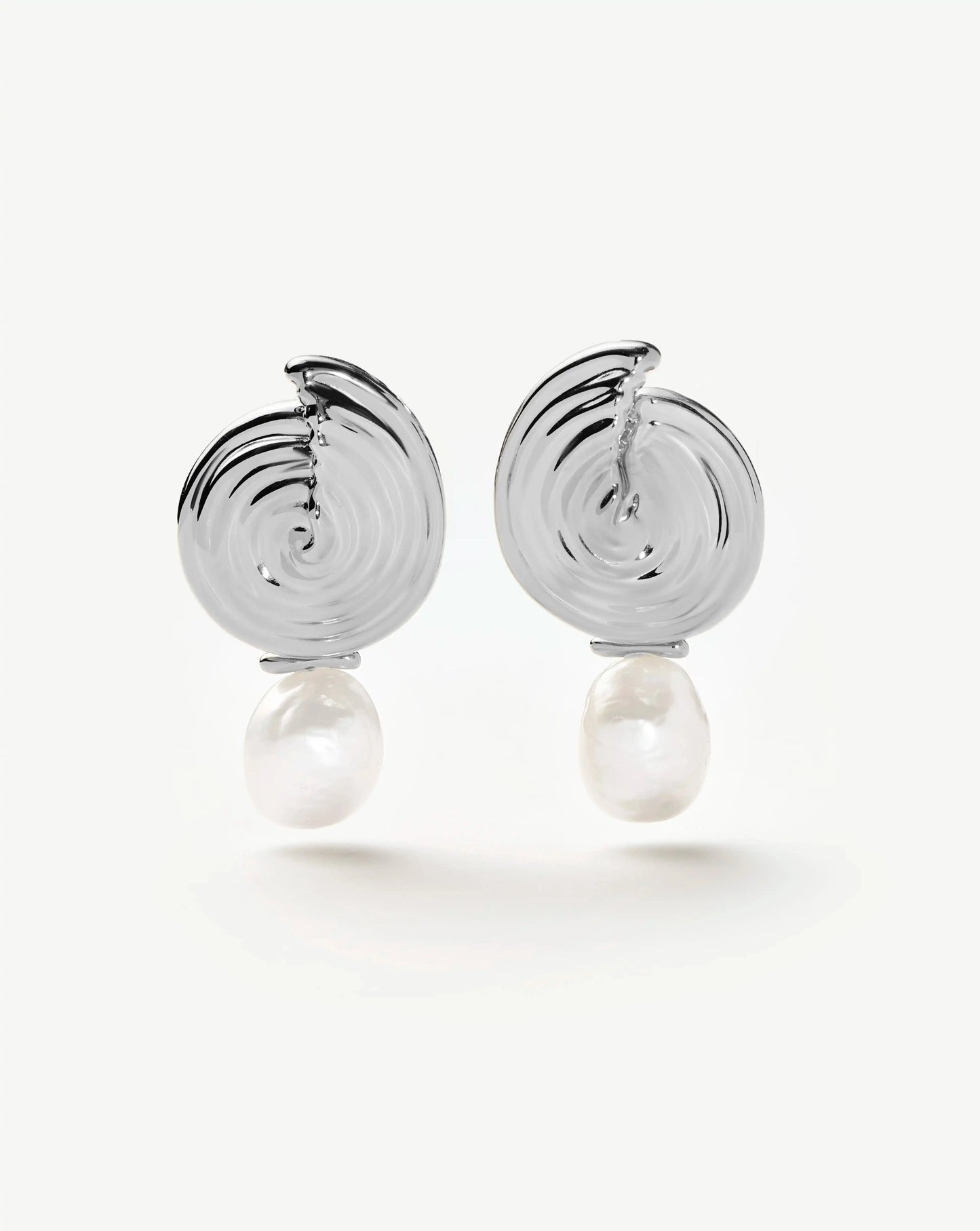 Spiral Interchangeable Pearl Drop Earrings | Silver Plated Earrings Missoma