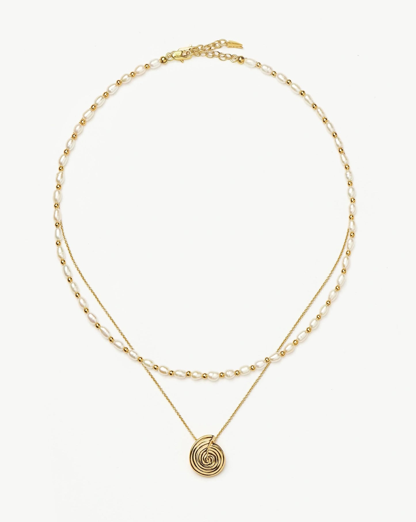 Spiral Pendant Necklace & Pearl Beaded Choker Set | 18ct Gold Plated / Pearl Necklaces Missoma