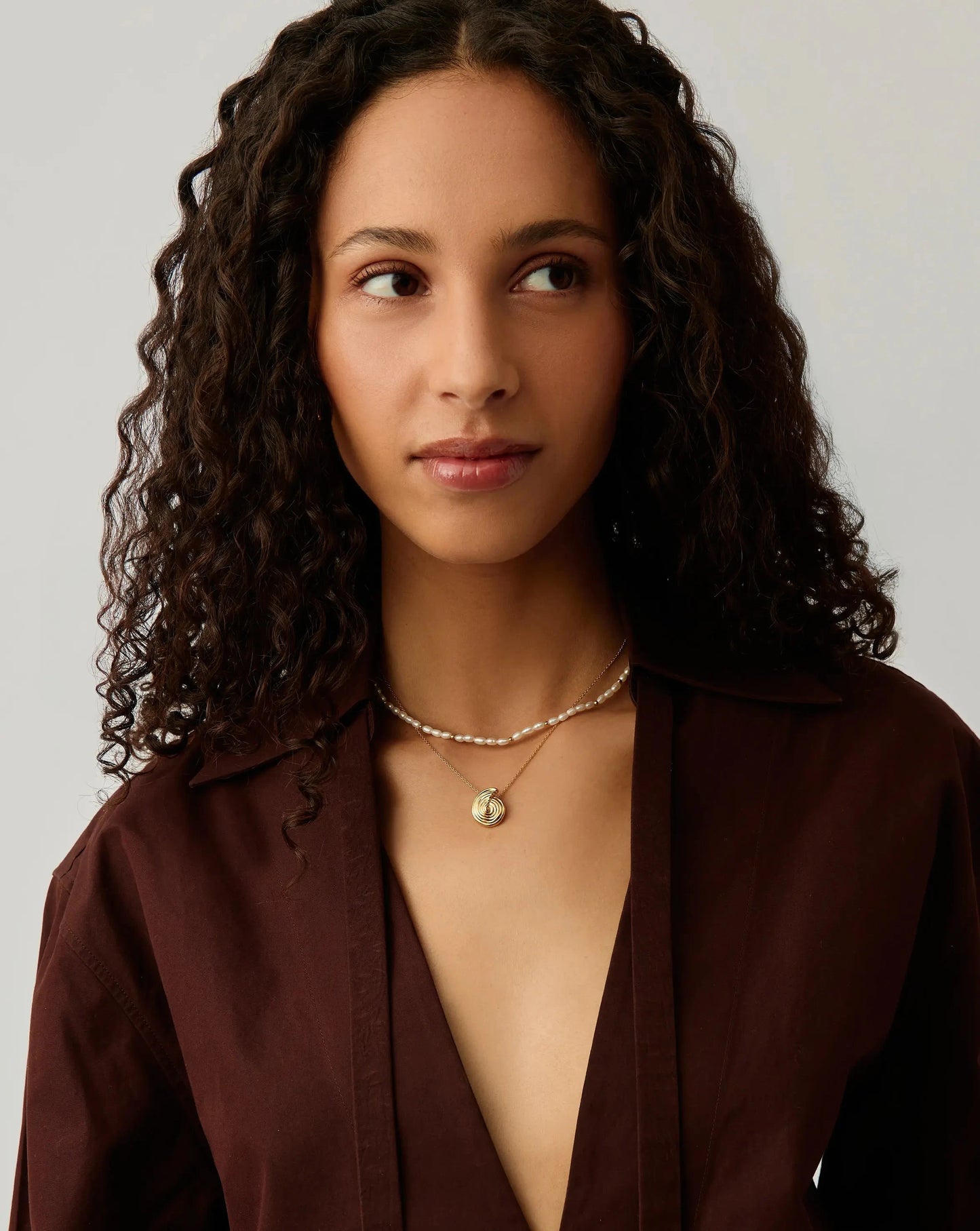 Spiral Pendant Necklace & Pearl Beaded Choker Set | 18ct Gold Plated / Pearl Necklaces Missoma