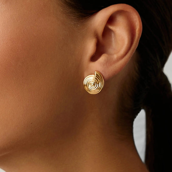 Spiral Small Stud Earrings | 18ct Gold Plated Earrings Missoma
