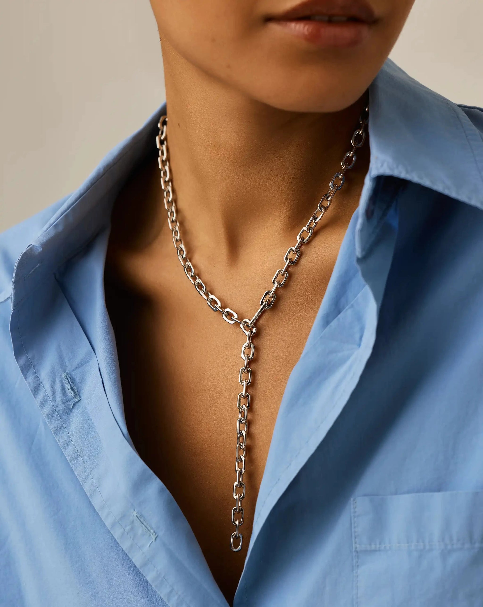 Square Paperclip Chain Necklace | Platinum Plated Necklaces Missoma