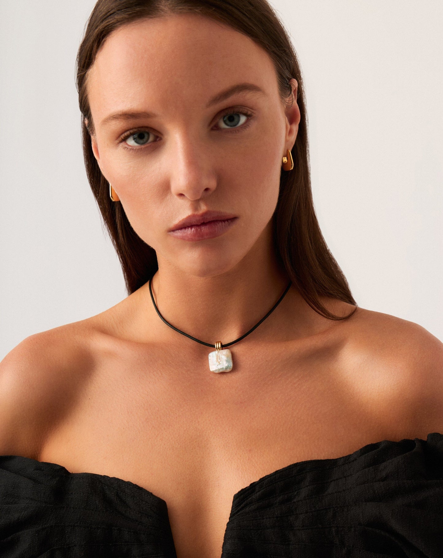 Square Pearl Pendant Cord Necklace | 18ct Gold Plated Vermeil/Pearl Necklaces Missoma