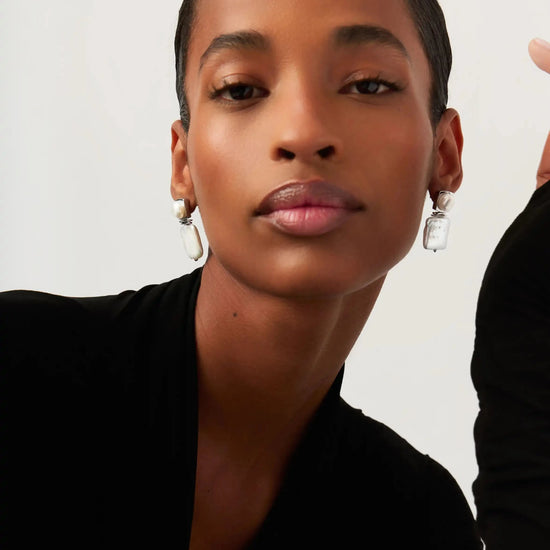 Square Pearl Statement Earrings | Silver Plated/Pearl Earrings Missoma