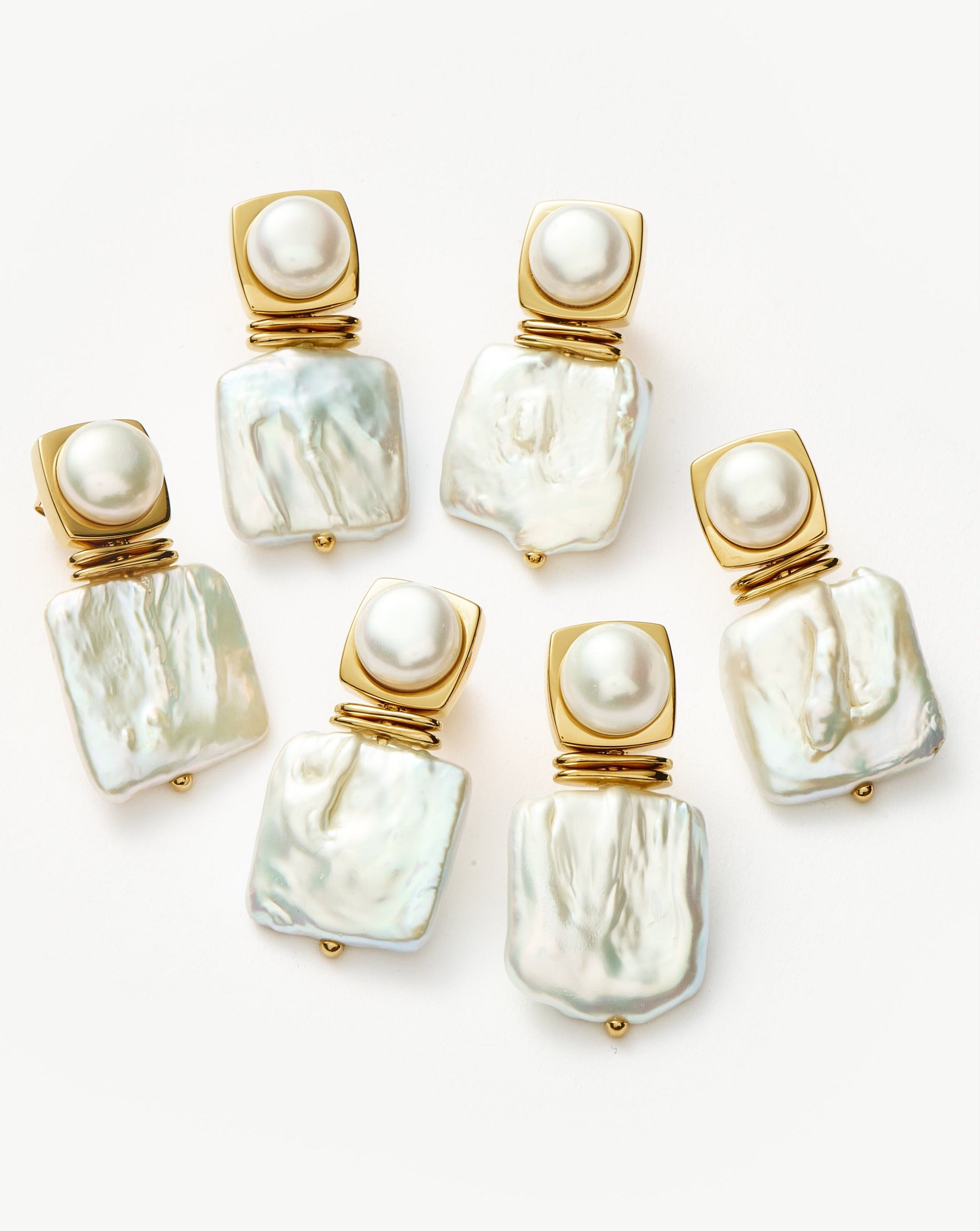 Square Pearl Statement Stud Earrings | 18ct Gold Plated/Pearl Earrings Missoma