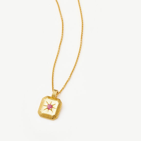 Star Ridge Birthstone Pendant Necklace | 18ct Gold Vermeil/Glass Filled Ruby Necklaces Missoma