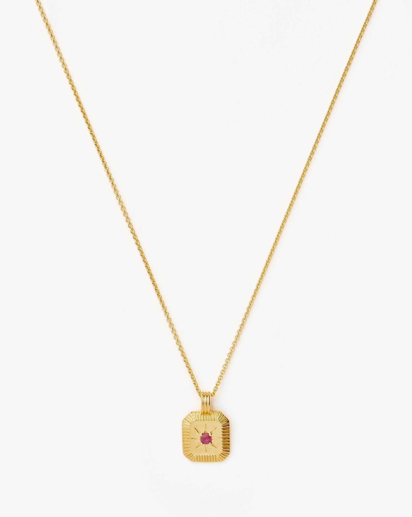 Star Ridge Birthstone Pendant Necklace | 18ct Gold Vermeil/Glass Filled Ruby Necklaces Missoma