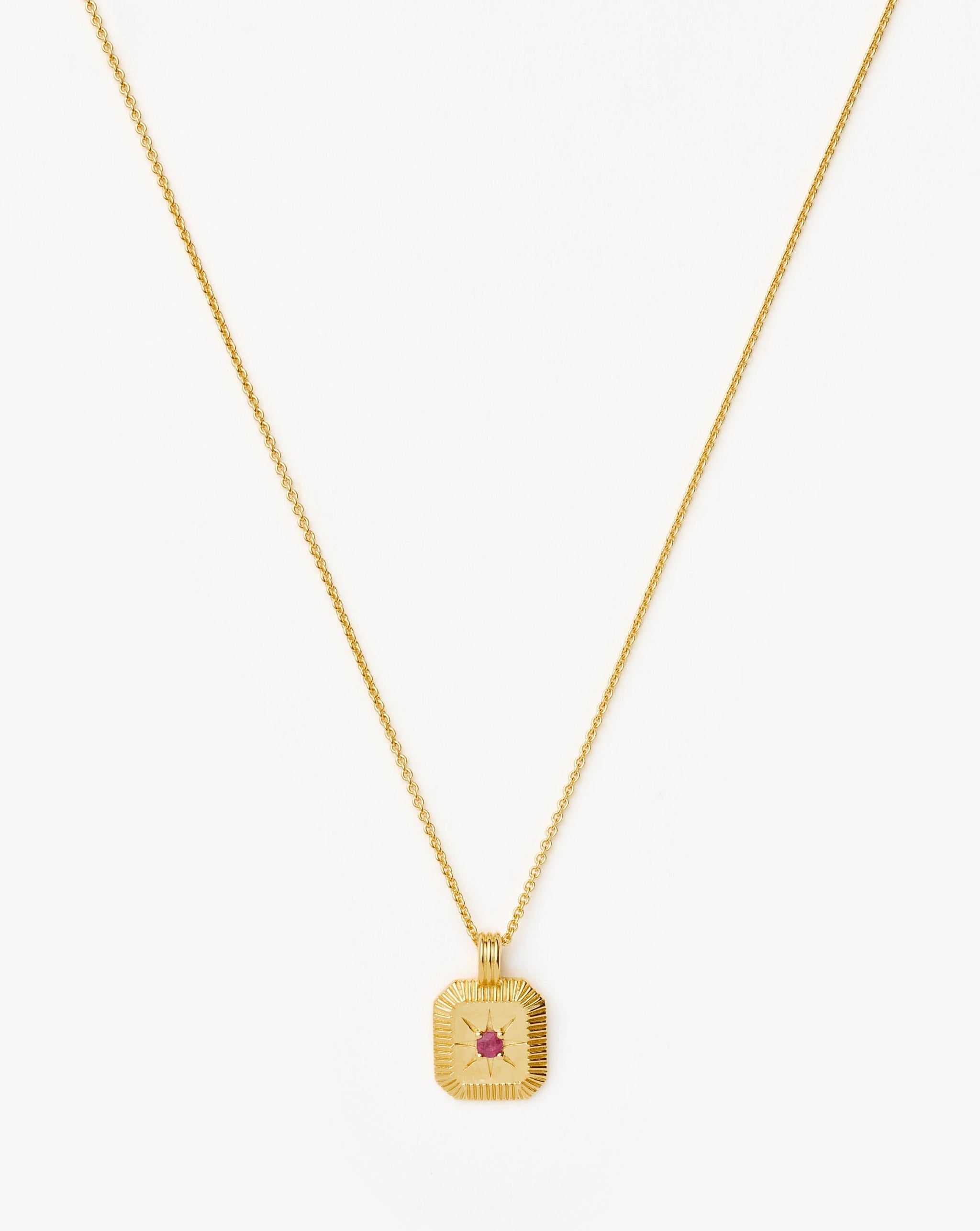 Star Ridge Birthstone Pendant Necklace | 18ct Gold Vermeil/Glass Filled Ruby Necklaces Missoma
