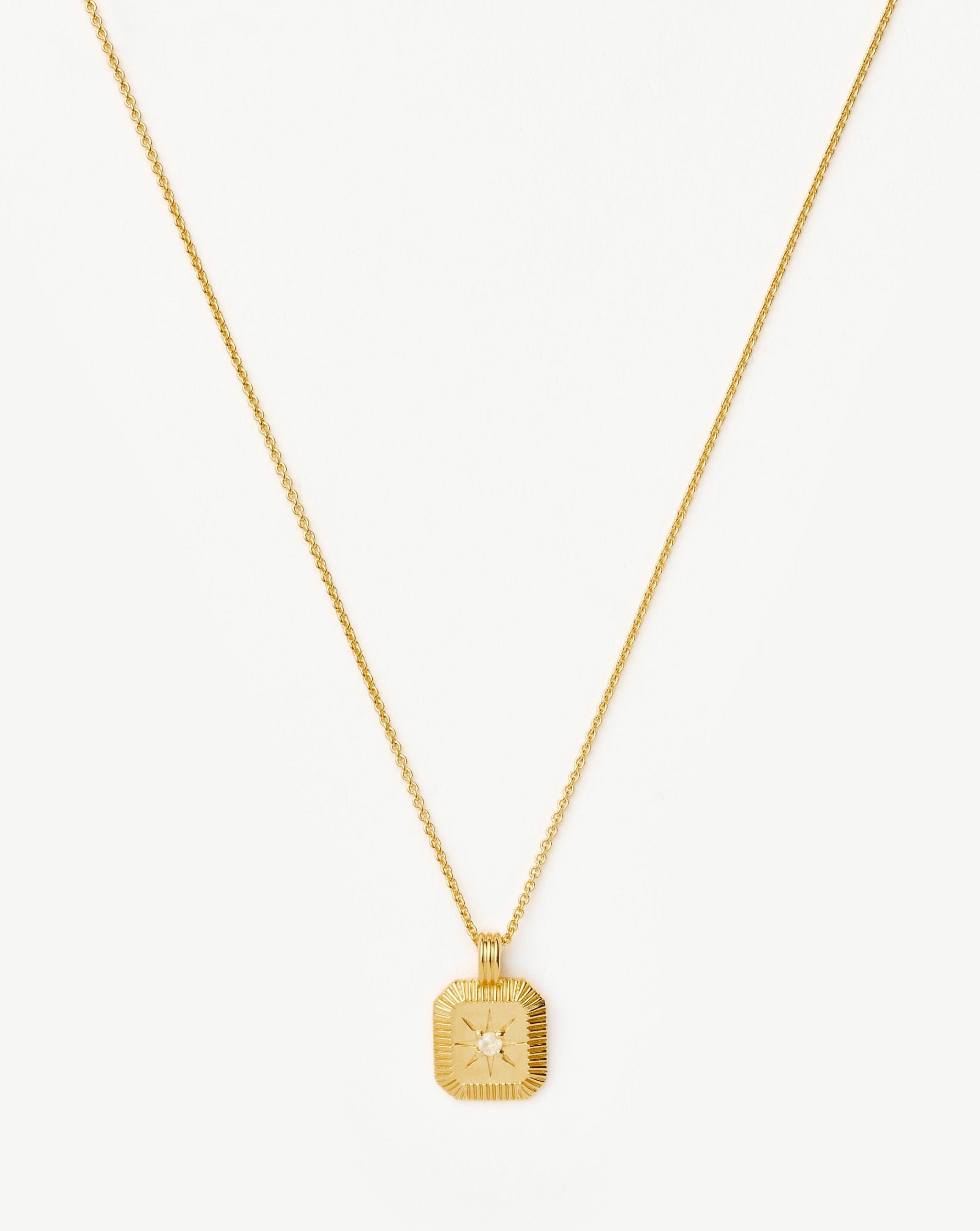 Star Ridge Birthstone Pendant Necklace | 18ct Gold Vermeil/Rainbow Moonstone Necklaces Missoma