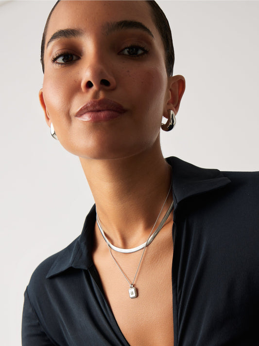 Star Ridge Birthstone Pendant Necklace - Dyed Aqua Chalcedony/March Necklaces Missoma