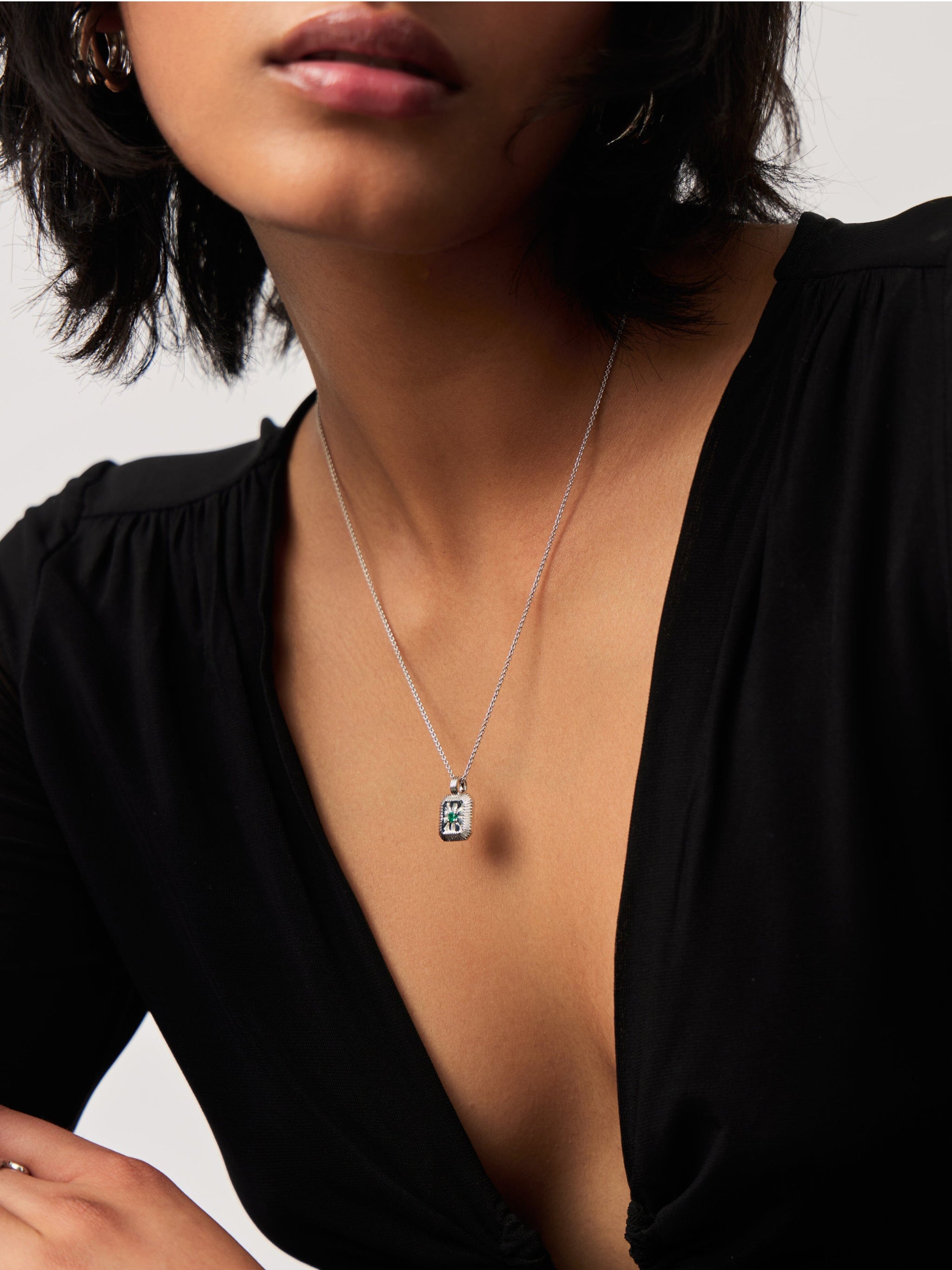 Star Ridge Birthstone Pendant Necklace - Dyed Green Chalcedony/May Necklaces Missoma