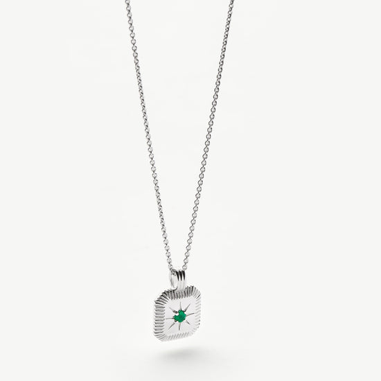Star Ridge Birthstone Pendant Necklace - Dyed Green Chalcedony/May Necklaces Missoma