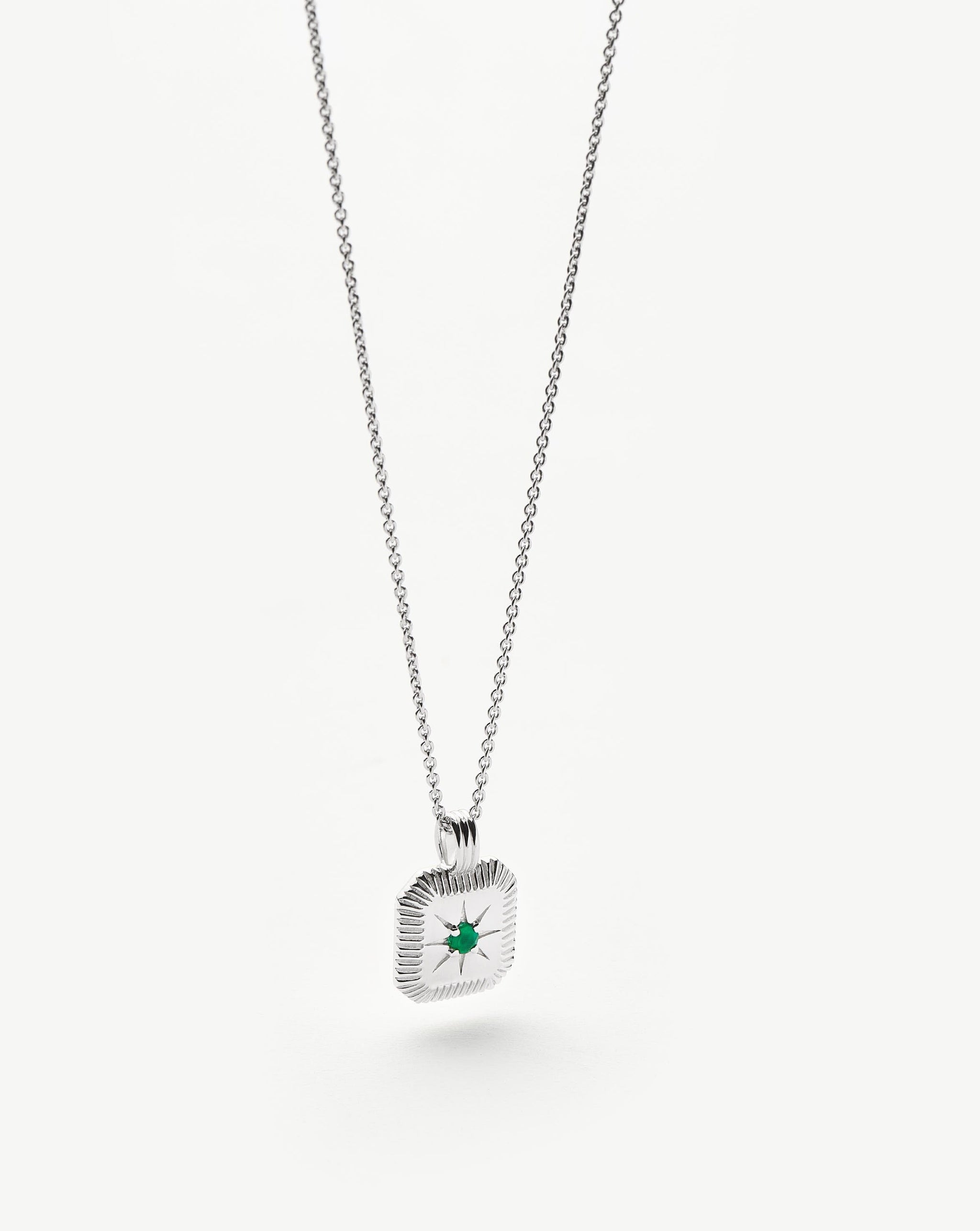 Star Ridge Birthstone Pendant Necklace - Dyed Green Chalcedony/May Necklaces Missoma