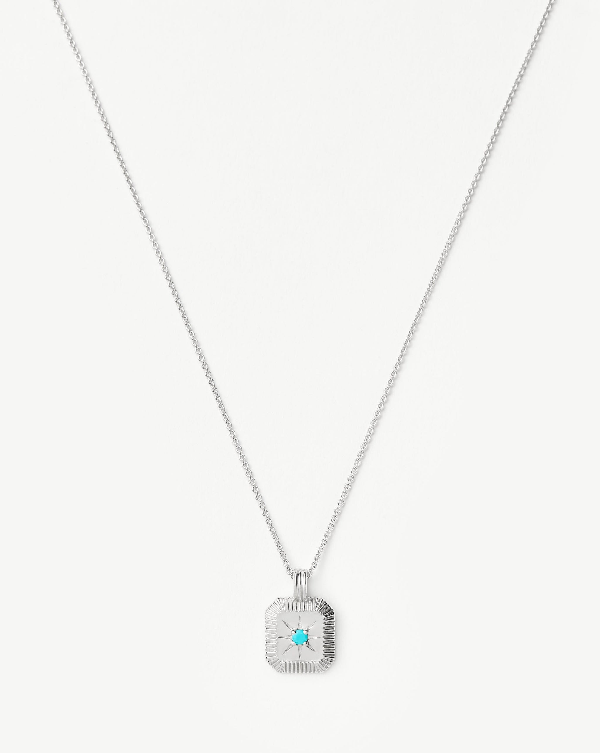 Star Ridge Birthstone Pendant Necklace - Dyed Turquoise Magnesite/December Necklaces Missoma