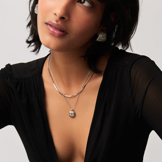 Star Ridge Birthstone Pendant Necklace - Pink Tourmaline/October Necklaces Missoma