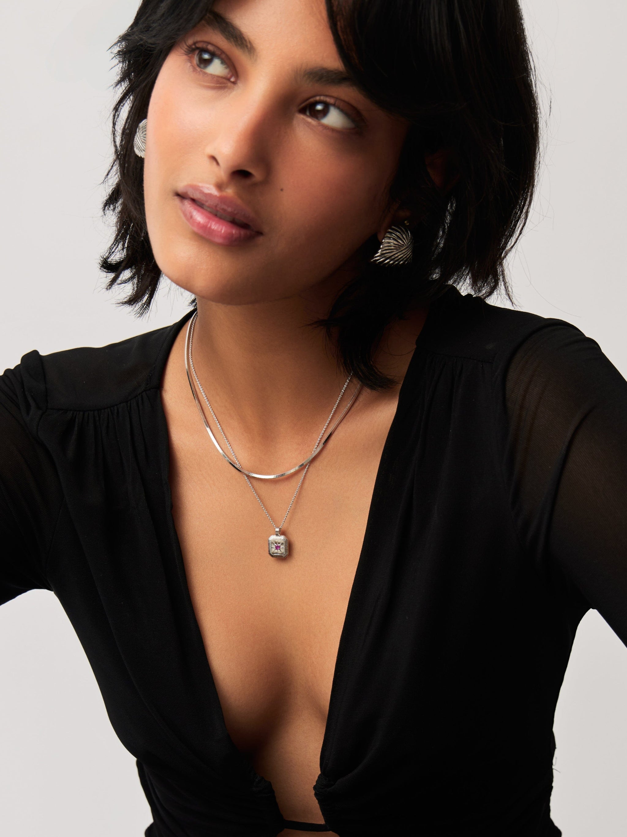 Star Ridge Birthstone Pendant Necklace - Pink Tourmaline/October Necklaces Missoma