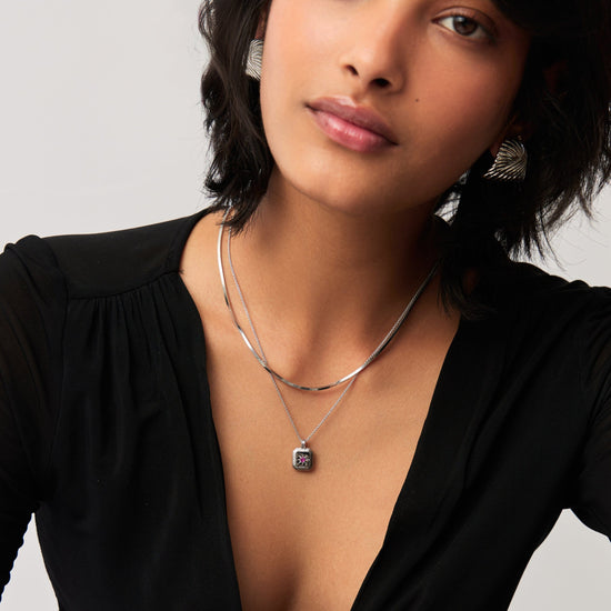 Star Ridge Birthstone Pendant Necklace - Pink Tourmaline/October Necklaces Missoma